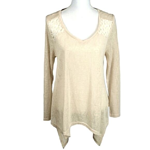 Umgee Lightweight Crochet Ecru Lace Sweater Top - size medium - Picture 1 of 7